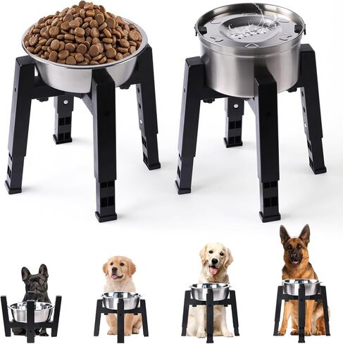 Marchul Dog Bowl Stand Adjustable Height and Width [Stand Only], Elevated Dog Bowls for Medium & Large Dogs, Anti-Slip Base Stable Raised Feeder in Kuwait