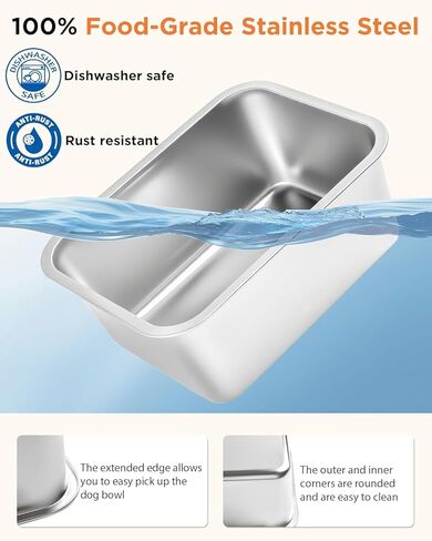 2-Pack Elevated Dog Bowls for Large Breed, 3 Gallon Large Water Bowl and 1.5 Gal Food Bowl Set with 6-Height Adjustable Stand, Raised Dog Feeding Station with Stainless Steel Bowls for Indoor&Outdoor in Kuwait