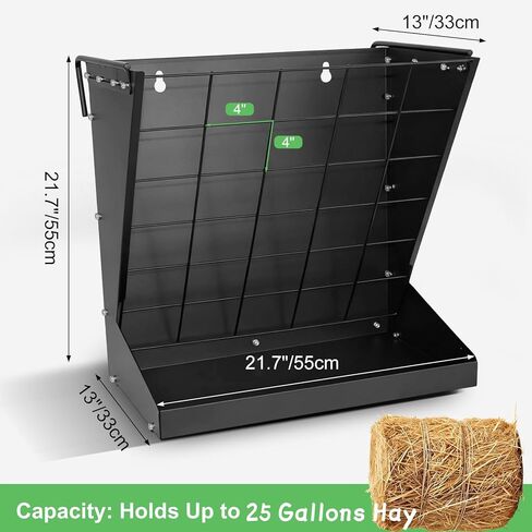 2 in 1 Wall Mount Hay and Grain Feeder, Heavy Duty Metal Hay Rack, Sturdy Livestock Feed Container Easy to Install for Goats, Sheep, Horses and Cattle in Kuwait