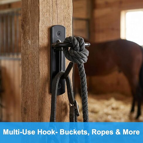 6 Pack Heavy Duty Bucket Hooks for Horse Stalls Anti-Tip Metal Bucket Holder for Horse Feed and Water Stable Barn Fence Accessories with Screws, Black in Kuwait