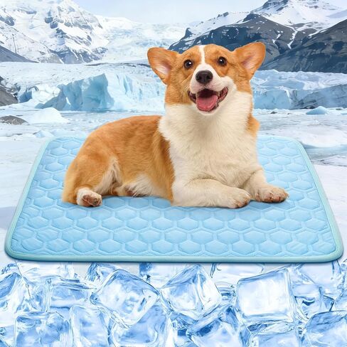 Dog Cooling Mat, Q-Max>0.5 Ice Silk Cooling Pad for Dogs Non-Slip & Foldable, No Electricity or Water Required - Portable Pet Mat for Crate, Car, Travel,Sofa,Floor (3 Sizes) in Kuwait