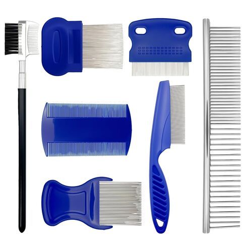 7 Pack Flea Comb Set for Cats and Dogs, Stainless Steel & Plastic Pet Grooming Combs with Dog Eye Comb & Tear Stain Comb, Flea Comb for Small Dogs, Puppy Comb, Tick Comb, Cat Flea Comb Grooming Kit in Kuwait