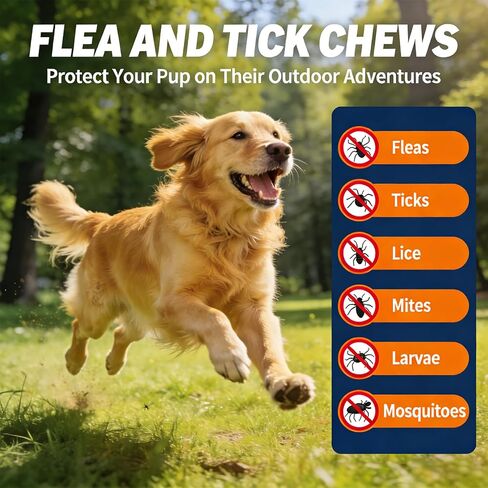 Natural Flea and Tick Prevention for Dogs Chewables, 180 Cts, Oral Flea Pills for Dogs, Dog Flea and Tick Treatment, Skin & Coat Support Supplement in Kuwait
