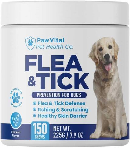 Flea and Tick Prevention for Dogs Chewables – 150 Soft Chews – Natural Dog Flea & Tick Control Supplement – Oral Defense Treatment with Omega Skin & Coat Support – All Breeds & Ages – Chicken Flavor in Kuwait