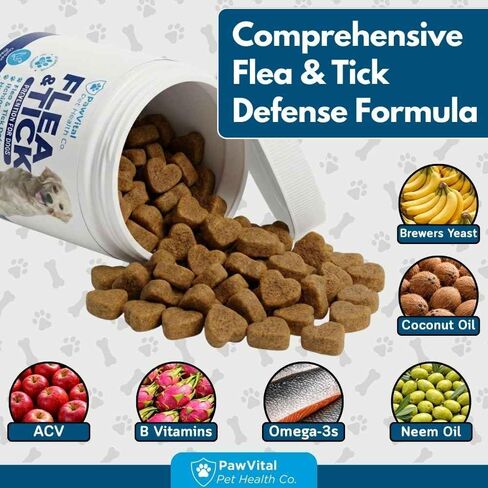 Flea and Tick Prevention for Dogs Chewables – 150 Soft Chews – Natural Dog Flea & Tick Control Supplement – Oral Defense Treatment with Omega Skin & Coat Support – All Breeds & Ages – Chicken Flavor in Kuwait