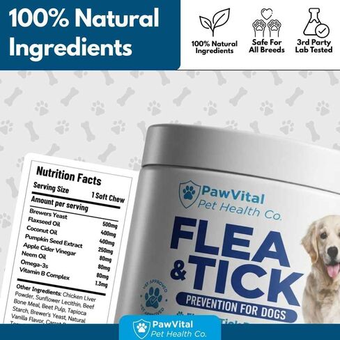 Flea and Tick Prevention for Dogs Chewables – 150 Soft Chews – Natural Dog Flea & Tick Control Supplement – Oral Defense Treatment with Omega Skin & Coat Support – All Breeds & Ages – Chicken Flavor in Kuwait