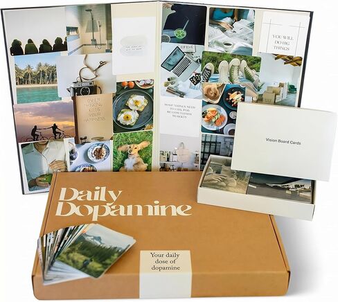 Daily Dopamine Vision Board Kit for Ambitious People- Foldable Mood & Dream Board for Manifestation, Visualization & Goal Setting|125 Aesthetic Photo & 25 Empowering Quote Cards| Vision Board Supplies in Saudi Arabia