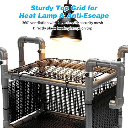 SKARUS Turtle Basking Platform with Anti-Escape Metal Top Mesh – Adjustable Height (9.8"-16.3") Suspended Aquarium Turtle Dock with Climbing Ramp, Large Resting Area for 65-150 Gallon Tanks in Kuwait