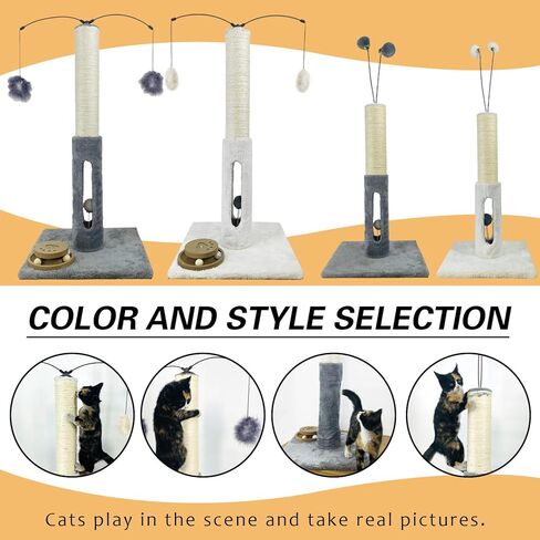 31" Cat Scratching Post Kitten Toys for Indoor Cats Interactive Scratcher with Tracking Ball, Sisal Scratch Rope for Large Cats,Sturdy Base Cat Scratch Post, (Beige, 31" H) in Kuwait