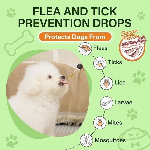 Puyrzoe Dog Flea Treatment Drops, Natural Oral Flea and Tick Prevention for Dogs with Pumpkin Seed, Echinacea, Omega-3/6/9- Support Immunity, Healthy Skin & Coat, Digestion & Overall Wellness in Kuwait