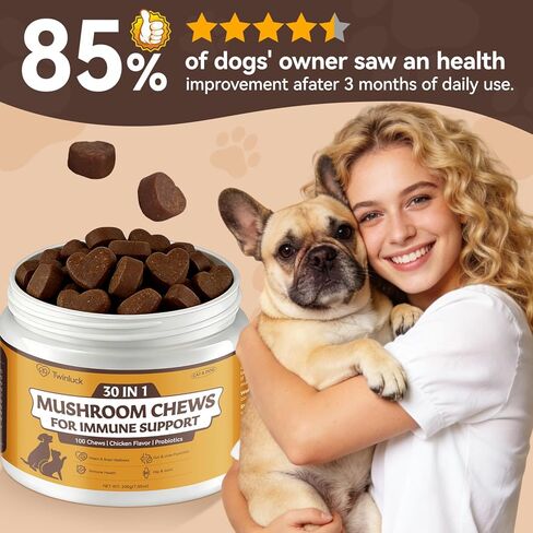 Turkey Tail Mushroom for Dogs & Cats - Mushroom Chews for Pets, Lipoma Treatment for Dogs, Immune Health, Buddy Guard for Dogs Lumps and Bumps (100 Chews) in Kuwait