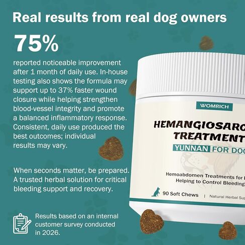 Yunnan Sanqi for Dogs Soft Chew for Hemangiosarcoma, Hemoabdomen, Pericardial Effusion, Cancer Bleeding, Severe Bruising, Ulcer-Related Bleeding, Bloody Stools - 90 Soft Chews in Kuwait
