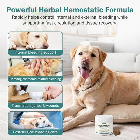 Yunnan Sanqi for Dogs Soft Chew for Hemangiosarcoma, Hemoabdomen, Pericardial Effusion, Cancer Bleeding, Severe Bruising, Ulcer-Related Bleeding, Bloody Stools - 90 Soft Chews in Kuwait