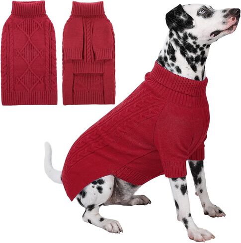 Dog Sweaters for Large Dogs Girls, Turtleneck Long Sleeve Knitted Dog Sweater, Fall Winter Warm Dog Sweaters for Medium Large Dogs, Solid Pull-on Pet Sweater for Dogs，Red 4XL in Kuwait