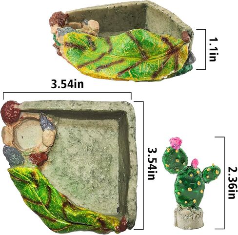 U0U Hermit Crab Food Dish,Resin Hermit Crab Food and Water Bowl,Hermit Crabs Water Bowl with Climbing Ramp and Hermit Crabs Accessories Decor (Green) in Kuwait