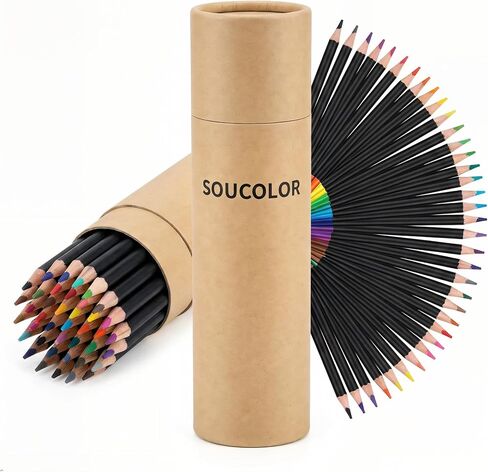 Soucolor 180-Color Artist Colored Pencils Set for Adult Coloring Books, Soft Core, Professional Numbered Art Drawing Pencils for Sketching Shading Blending Crafting, Gift Tin Box for Beginners Kids in Kuwait
