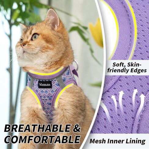 Arblina Soft Mesh Kitten Harness and Leash Set for Walking, Lightweight Step in Cat Vest Harness,Reflective Ajustable Puppy Vest for Traveling in Kuwait