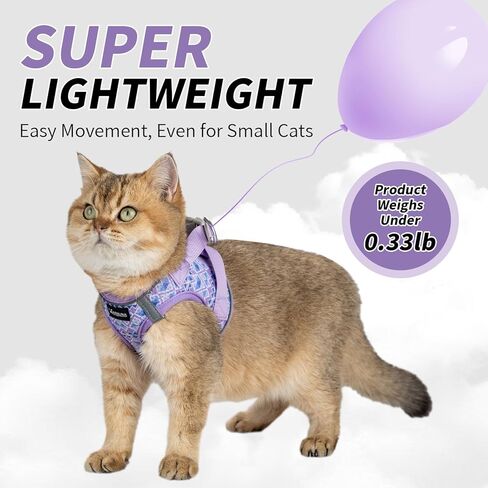 Arblina Soft Mesh Kitten Harness and Leash Set for Walking, Lightweight Step in Cat Vest Harness,Reflective Ajustable Puppy Vest for Traveling in Kuwait
