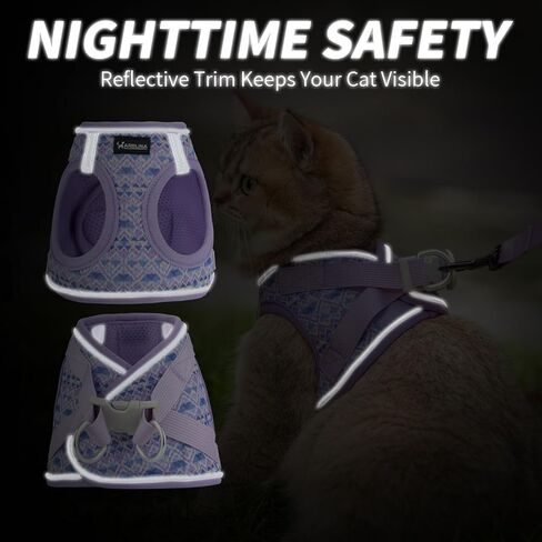 Arblina Soft Mesh Kitten Harness and Leash Set for Walking, Lightweight Step in Cat Vest Harness,Reflective Ajustable Puppy Vest for Traveling in Kuwait