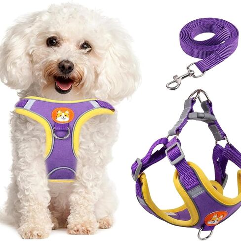 Adjustable No-Pull Dog Harness for Small and Medium Dogs, Comfortable Reflective Vest with Leash Set and Dual Clips, Secure and Lightweight Pet Walking Gear in Kuwait