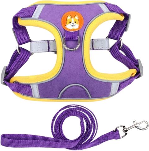 Adjustable No-Pull Dog Harness for Small and Medium Dogs, Comfortable Reflective Vest with Leash Set and Dual Clips, Secure and Lightweight Pet Walking Gear in Kuwait