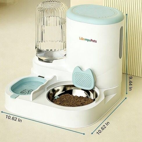 Automatic Cat Feeder and Water Dispenser, 1.1L Cat Dry Food Dispenser with Stainless Steel Bowl, 800ml Gravity Water Dispenser with Filter for Small Dog Cats Kitten Puppy in Kuwait