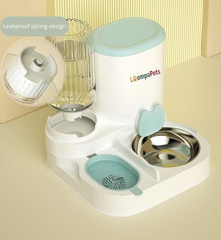 Automatic Cat Feeder and Water Dispenser, 1.1L Cat Dry Food Dispenser with Stainless Steel Bowl, 800ml Gravity Water Dispenser with Filter for Small Dog Cats Kitten Puppy in Kuwait
