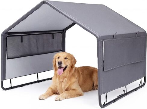 MEWANG Outdoor Dog House - Waterproof Portable Puppy Camping Tent,Ventilation Windows & Sun Protection, Lightweight Snap-fit Design for Small/Medium/Large Dogs, Beach, Backyard, Hiking (Grey, Large) in Kuwait