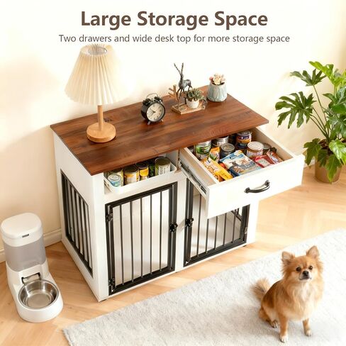 Easy to Assemble Dog Crate Furniture, 37.4 Inch No Tools Required Kennel for Large Dogs, Black End Table Style Pet House in Kuwait
