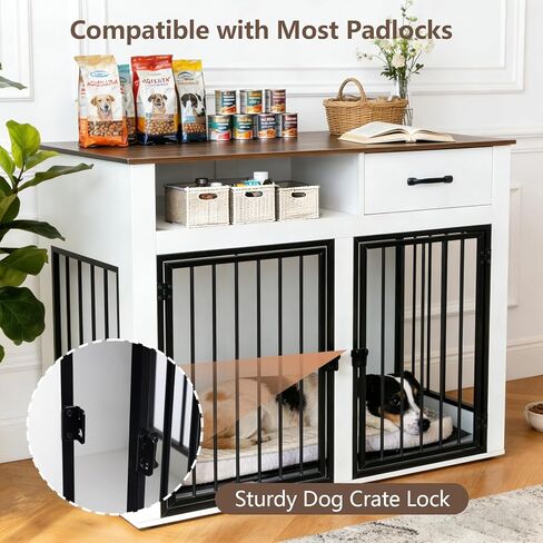 Easy to Assemble Dog Crate Furniture, 37.4 Inch No Tools Required Kennel for Large Dogs, Black End Table Style Pet House in Kuwait