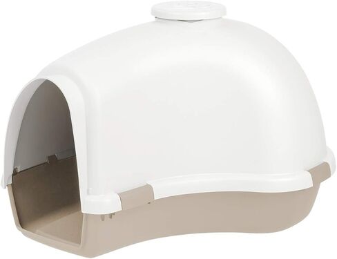 IRIS USA Igloo Dog House, White/Beige, Small and Medium Dogs and Cats, Indoor/Outdoor in Kuwait