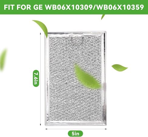 Microwave Grease Filter Replacement for WB02X35491 WB6X10359 Models, Aluminum Mesh Screen for GE, Whirlpool, Frigidaire Microwaves (7-5/8" x 5"), Microwave Vent Filter Replacement, Easy to Clean in Kuwait