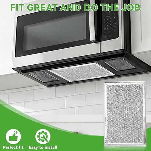 Microwave Grease Filter Replacement for WB02X35491 WB6X10359 Models, Aluminum Mesh Screen for GE, Whirlpool, Frigidaire Microwaves (7-5/8" x 5"), Microwave Vent Filter Replacement, Easy to Clean in Kuwait