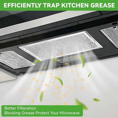 Microwave Grease Filter Replacement for WB02X35491 WB6X10359 Models, Aluminum Mesh Screen for GE, Whirlpool, Frigidaire Microwaves (7-5/8" x 5"), Microwave Vent Filter Replacement, Easy to Clean in Kuwait