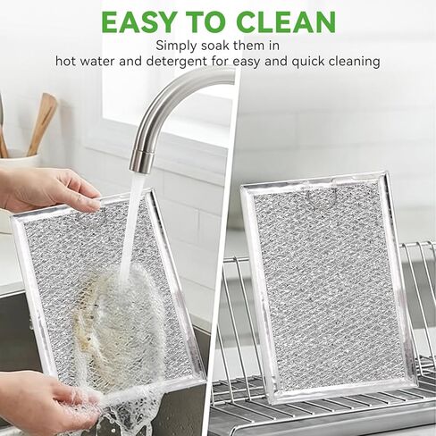 Microwave Grease Filter Replacement for WB02X35491 WB6X10359 Models, Aluminum Mesh Screen for GE, Whirlpool, Frigidaire Microwaves (7-5/8" x 5"), Microwave Vent Filter Replacement, Easy to Clean in Kuwait