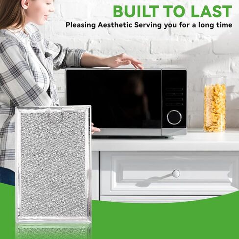 Microwave Grease Filter Replacement for WB02X35491 WB6X10359 Models, Aluminum Mesh Screen for GE, Whirlpool, Frigidaire Microwaves (7-5/8" x 5"), Microwave Vent Filter Replacement, Easy to Clean in Kuwait