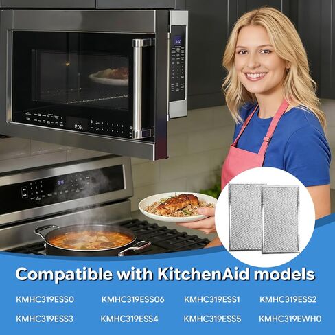 2PCS Microwave Grease Filters Compatible with KitchenAid KMHC319ESS0 KMHC319ESS06 KMHC319ESS1 KMHC319ESS2 KMHC319ESS3 KMHC319ESS4 KMHC319ESS5 KMHC319EWH0 in Kuwait