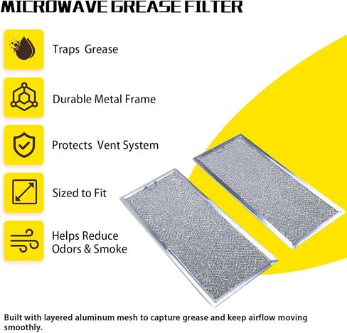 ME18H704SFS/AA, ME18H704SFS/AC, ME18H704SFW/AC, ME18H704SFW/AA, ME18H704SFS/AA Microwave Grease Filter Replacement, 2 Pack Vent Hood Aluminum Mesh Filter, 5-7/8" x 13-3/8" x 1/8" in Kuwait