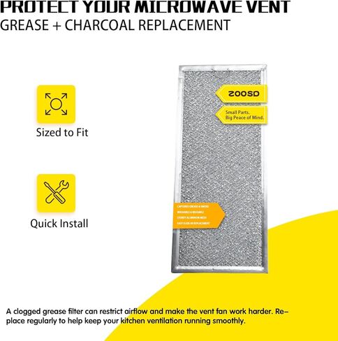 ME18H704SFS/AA, ME18H704SFS/AC, ME18H704SFW/AC, ME18H704SFW/AA, ME18H704SFS/AA Microwave Grease Filter Replacement, 2 Pack Vent Hood Aluminum Mesh Filter, 5-7/8" x 13-3/8" x 1/8" in Kuwait