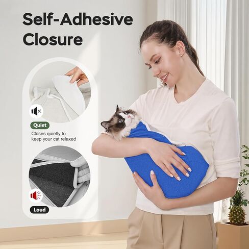 Cat Wrap for Cutting Nails, Self-Adhesive Cat Nail Clipping Restraint Bag, Anti-Scratch Cat Grooming Wrap Swaddle for Meds, SubQ Fluids, Ear Cleaning, Teeth Brushing & Vet Visits,Blue,S in Kuwait