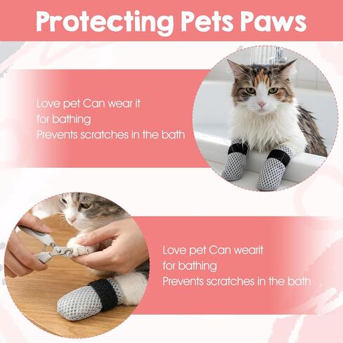 4 Pcs Cat Paw Socks, Anti-Slip Cat Claw Covers for Scratching & Prevent Licking, Soft Breathable Cotton Paw Protectors for Hardwood Floors & Hot Pavement (Small, Non-Slip Grips in Kuwait