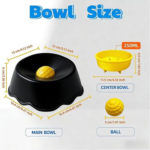 Slow Feeder Dog Bowl for Liquid, 250ml Non-Slip for Bone Broth & Yogurt, Prevents Wet Chin, Anxiety Relief & Mental Stimulation, Easy to Clean Food-Grade Enrichment Toy for All Breeds in Kuwait