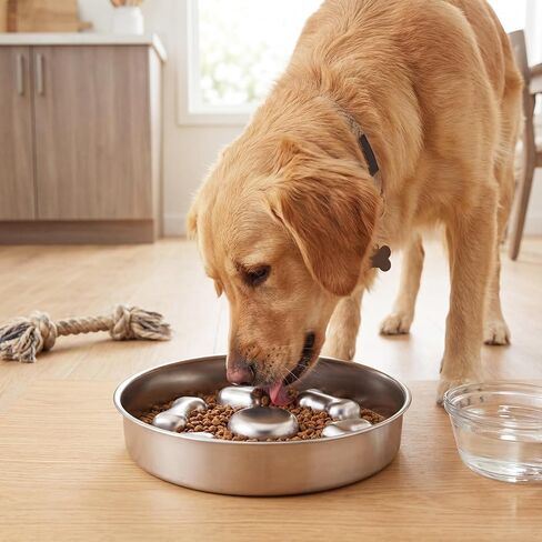 2 Pack Stainless Steel Slow Feeder Bowls for Dogs Cats, 3 Cups Heavy Duty Large Capacity Slow Feed, Durable Chew Proof Design for Fast Eaters, Anxiety Relief, Calm Feeding, Dishwasher Safe in Kuwait