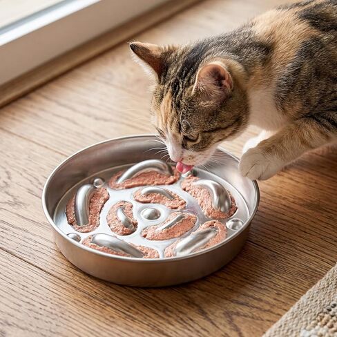 2 Pack Stainless Steel Slow Feeder Bowls for Dogs Cats, 3 Cups Heavy Duty Large Capacity Slow Feed, Durable Chew Proof Design for Fast Eaters, Anxiety Relief, Calm Feeding, Dishwasher Safe in Kuwait