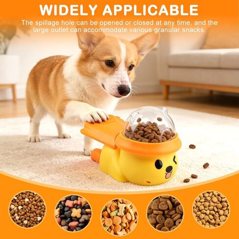 Dog Interactive Treat Dispenser Toy, Interactive Dog Toys Food Puzzle Do g Treat Dispenser Slow Feeder for Small Medium Dogs Cats IQ Training Reduces Bloating for Healthy Eating (Yellow) in Kuwait