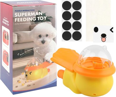 Dog Interactive Treat Dispenser Toy, Interactive Dog Toys Food Puzzle Do g Treat Dispenser Slow Feeder for Small Medium Dogs Cats IQ Training Reduces Bloating for Healthy Eating (Yellow) in Kuwait