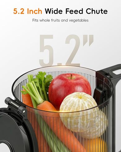 FORLIM Cold Press Juicer, 5.2" Large Feed Chute Fits Whole Fruits, Slow Masticating Juicer Machine, Easy to Clean, High Juice Yield Juice Extractor for Fruits & Vegetables, Daily Home in Kuwait