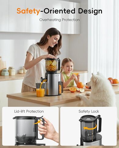 FORLIM Cold Press Juicer, 5.2" Large Feed Chute Fits Whole Fruits, Slow Masticating Juicer Machine, Easy to Clean, High Juice Yield Juice Extractor for Fruits & Vegetables, Daily Home in Kuwait