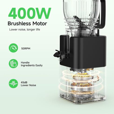 400W Cold Press Juicer, 5.8" Wide Feed Chute Slow Masticating Juicer Machines for Whole Fruits & Vegetables | High Juice Yield, Easy to Clean in Kuwait