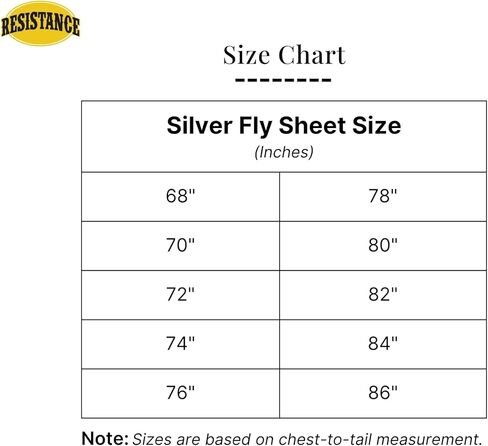 RESISTANCE Horse Fly Sheet with Neck Cover & Belly Wrap, Lightweight Breathable UV Protection Fly Sheet for Horses, Silver, Sizes 68"– 82" in Kuwait